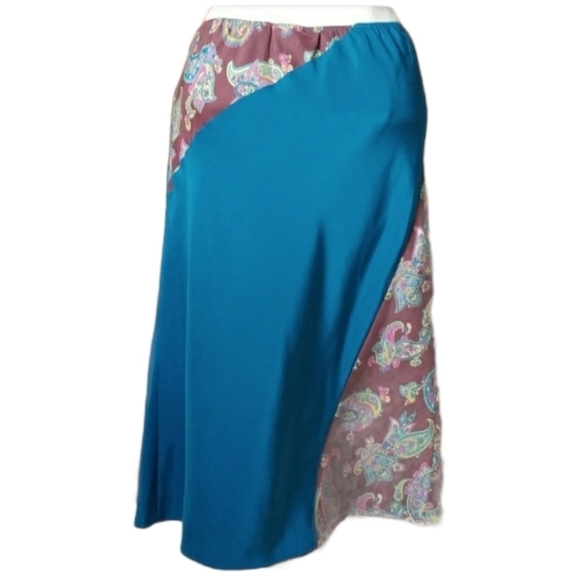 Express 100% Silk Boho Pieced A Line Skirt XS - Picture 6 of 6
